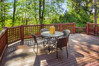 The back deck is spacious and lovely!