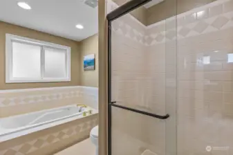 Primary Suite 5-piece Bath Walk-in Shower and Jetted Tub
