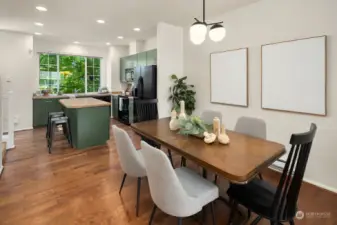 Kitchen opens to dining room.
