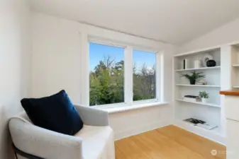 Nook at the Top of the Stairs w/ Built-In Bookshelves