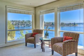 The lounge area with some of the best views in the Building!