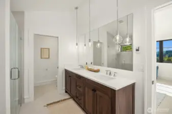 Primary suite bathroom with radiant floor heat