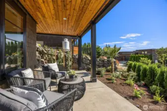 Covered patio area accessed from lower level