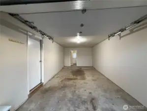 Extra-long one-car garage.