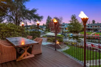 Gas lights in evening