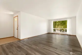 Entry and view of living room