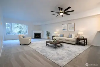 Virtually staged livingroom
