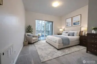 Virtually staged primary bedroom