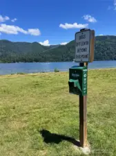 Off-leash dog park near marina on Lake Whatcom