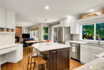 A large spacious quartz Island top, the Center of Day to Day Life.