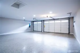 Large Three Car Garage with Epoxy Flooring