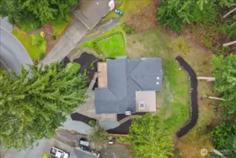 Drone overhead of home and property