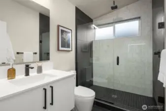 Spa-inspired bathroom with modern tile, double vanity, and sleek fixtures for that fresh, clean feel.