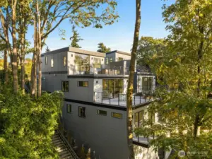 Buried in a sea of green, offering a peaceful respite