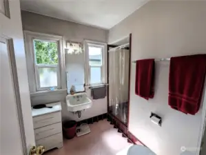 Main floor bathroom with shower