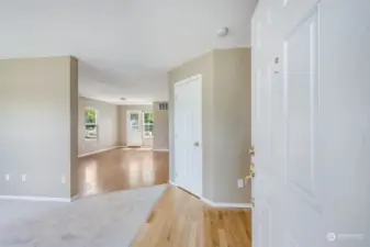 Upon entry you will find hardwood floors on the main level, providing a lovely setting for the room.