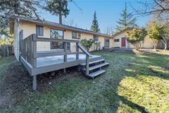 Back yard is great for relaxing on the deck or patio and entertaining.