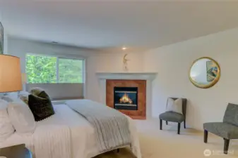 Spacious Master with gas fireplace