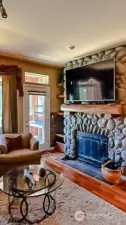 River Rock Fireplace/Entertainment connections