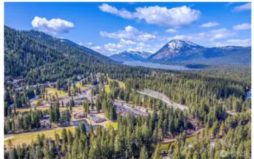 This is your front yard! Kahler Mountain Club, Lake Wenatchee and Dirty Face Mountain in the background