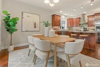 Dining area and kitchen.