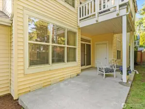 Private fenced backyard is perfect for entertaining, with partially covered patio and storage closet.