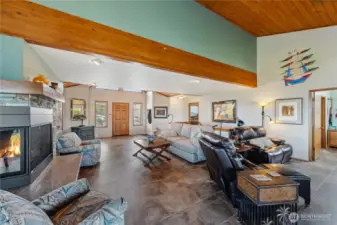 Rich vaulted wood ceilings and new gas fireplace and flooring. So inviting!!