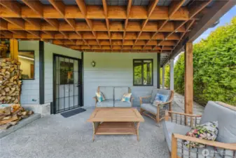 Beautiful covered patio to enjoy the outdoors even on a rainy day!