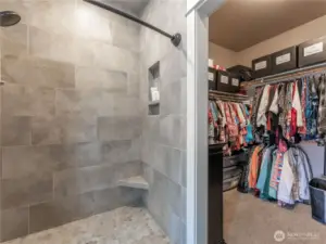 Full tile shower in primary bathroom