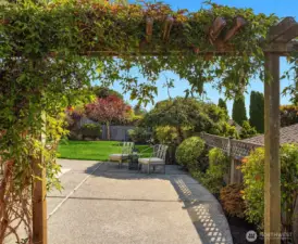 Trellis leading to the private patio.