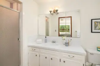 Ensuite primary bathroom with walk-in shower.