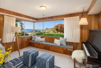 Even the downstairs family room has views of the Puget Sound!