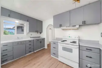 Walk in the main door to this cute kitchen