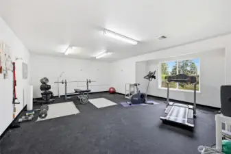Well-equipped home gym or convert to another type of hobby room.