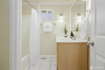 Full bathroom on upper level.