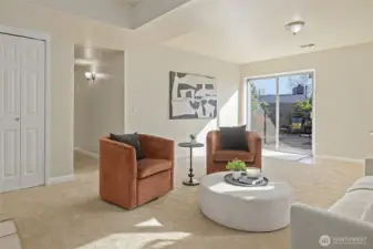 Generous size rooms in lower level.  Walk out to patio.