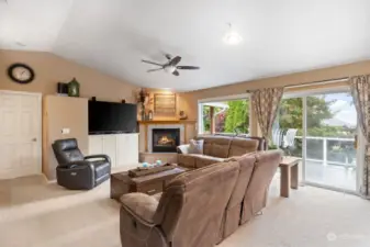 Great living room with gas fireplace.