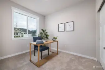 Staged pic of other home. Office/Bedroom 3 is on the front of the home.
