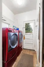 Laundry area and back door entrance