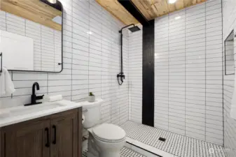 Second floor bath with extensive tile work