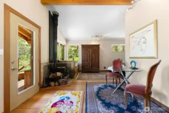 With the excellent insulation, this little wood stove is more than sufficient for heating the cabin. Wall heaters offer a low-effort alternative.