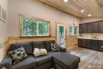 Nice comfy couch in the cabin!