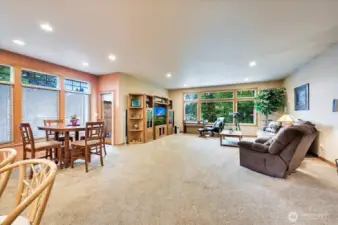 Family room with eating area.  Along with the door to the backyard