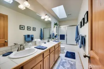 Large bathroom with double sinks!