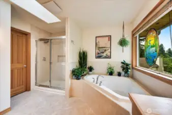 Enjoy the view of the lake from the soaking tub