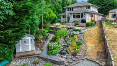 Rock pathway to and from the home