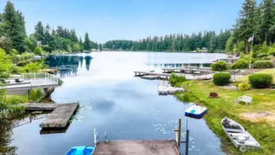 Standing on the dock.  Enjoy the beauty of the lake!