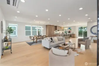 Living, dining, kitchen on 2nd level of home.
