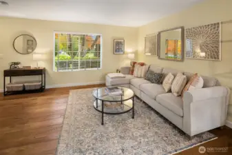 Hardwood floors, new trim, new lighting and blinds