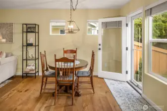 New hardwood floors, trim, blinds and lighting